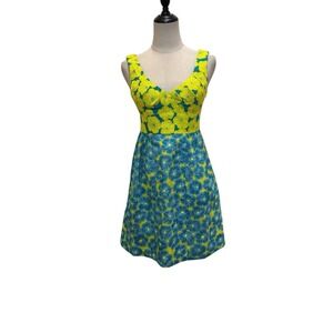 Nanette Lepore Floral Mini Dress Back Cut Out Sz 4 Cotton Silk Vacation Party